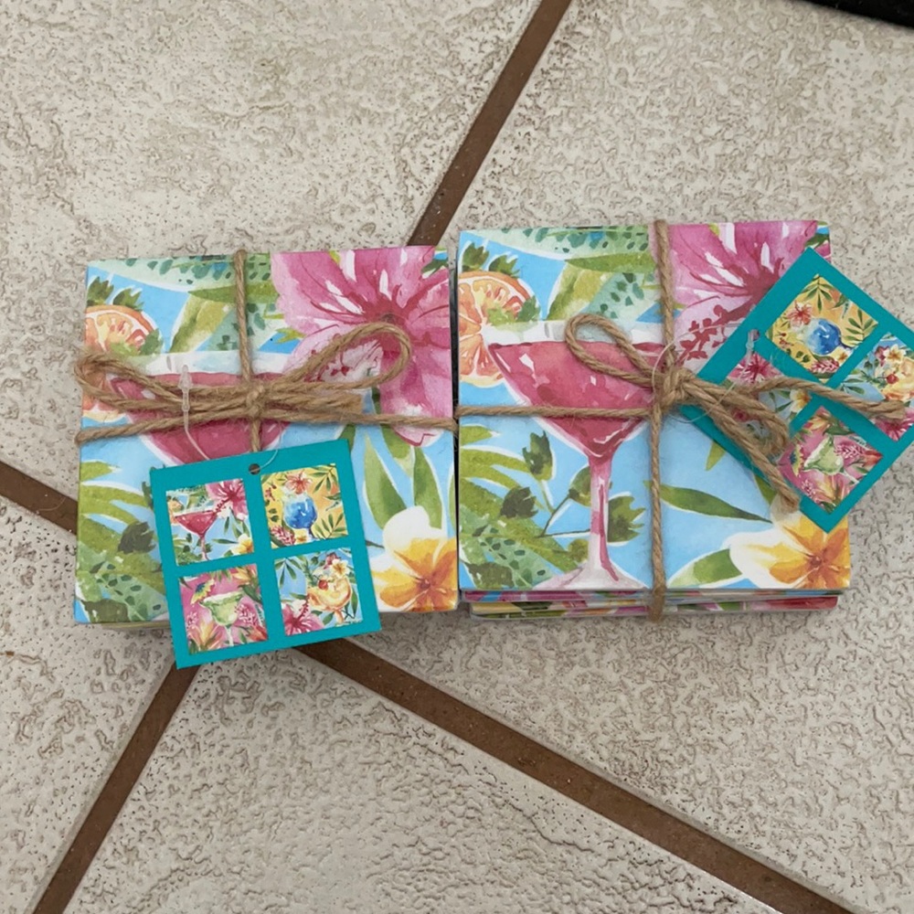 2 ——> 4 packs of Tropix —> Tropical Ceramic Coasters. NWT
